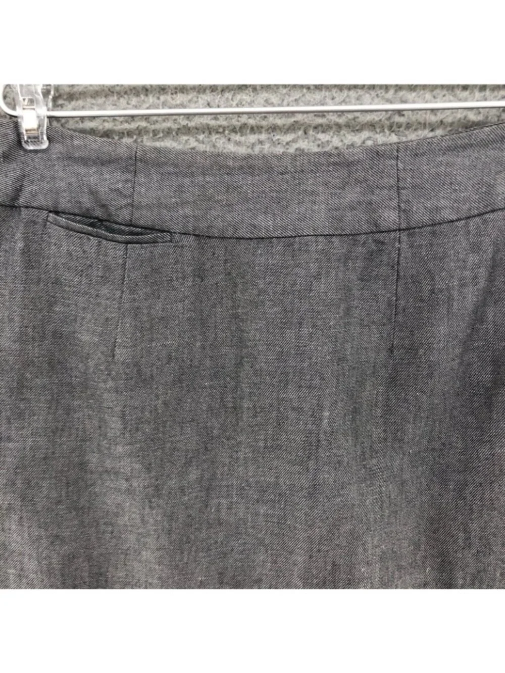 Banana Republic Skirt Womens 4 Gray Linen Cotton Blend Pencil Coin Pocket Career